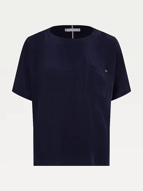 Blusa Donna casual taglio oversize Blu TOMMY HILFIGER- Francavilla Moda