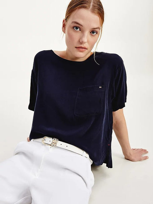 Blusa Donna casual taglio oversize Blu TOMMY HILFIGER- Francavilla Moda