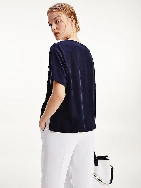 Blusa Donna casual taglio oversize Blu TOMMY HILFIGER- Francavilla Moda