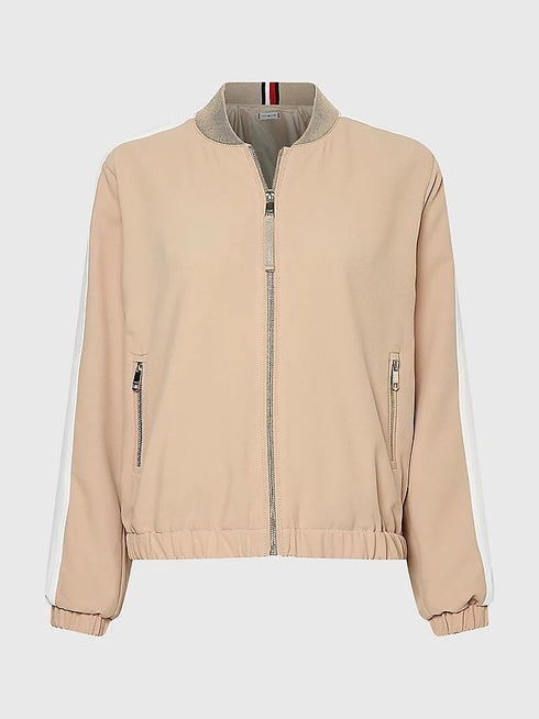 Bomber Donna con riga laterale e logo brand Beige TOMMY HILFIGER- Francavilla Moda