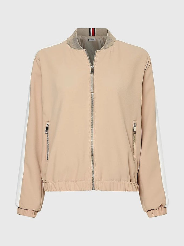 Bomber Donna con riga laterale e logo brand Beige TOMMY HILFIGER- Francavilla Moda