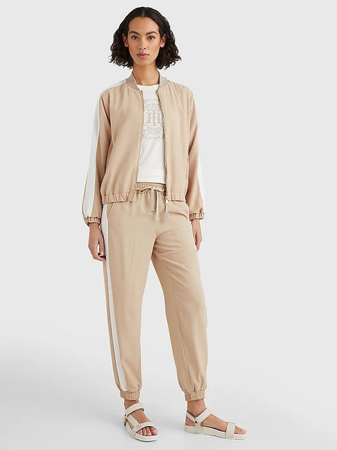 Bomber Donna con riga laterale e logo brand Beige TOMMY HILFIGER- Francavilla Moda