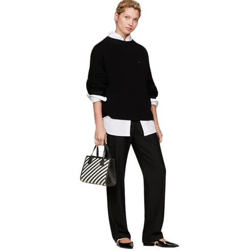 Tommy Hilfiger Borsa a mano Borsa Donna con righe zigzag Nero burro - Francavilla Moda