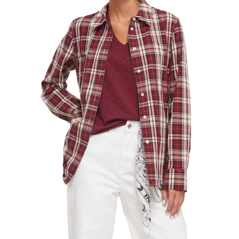 Camicia Donna in tartan Bordeau nero Tommy Hilfiger- Francavilla Moda