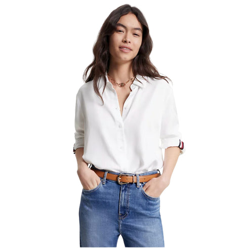 Camicia Donna in twill di viscosa Blu Tommy Hilfiger- Francavilla Moda