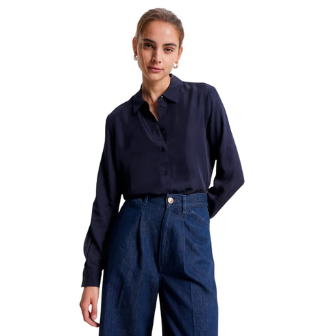 Camicia Donna in twill di viscosa Blu Tommy Hilfiger- Francavilla Moda