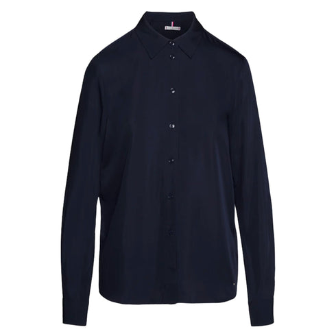 Camicia Donna in twill di viscosa Blu Tommy Hilfiger- Francavilla Moda