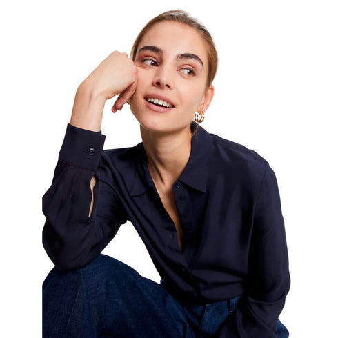 Camicia Donna in twill di viscosa Blu Tommy Hilfiger- Francavilla Moda