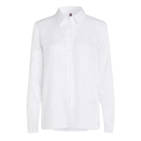 Camicia Donna in twill di viscosa Bianco Tommy Hilfiger- Francavilla Moda