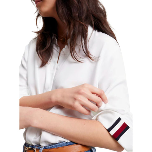 Camicia Donna in twill di viscosa Bianco Tommy Hilfiger- Francavilla Moda