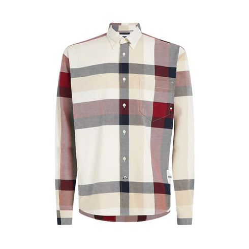 Camicia Uomo a quadri con taschino Bianco rosso blu Tommy Hilfiger- Francavilla Moda