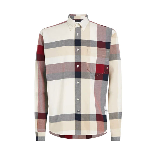 Camicia Uomo a quadri con taschino Bianco rosso blu Tommy Hilfiger- Francavilla Moda
