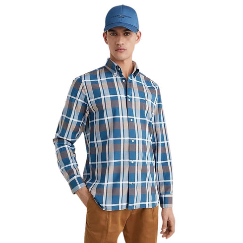 Camicia Uomo a quadri scozzesi Ottanio khaki TOMMY HILFIGER- Francavilla Moda