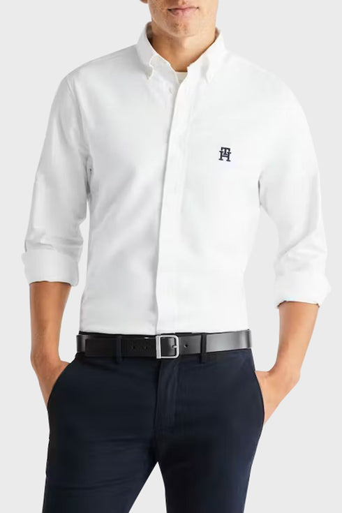 Tommy Hilfiger Camicia ml Camicia Uomo con logo sul petto Bianco P24-TOMMY HILFIGERMW34231-YCF-S - Francavilla Moda