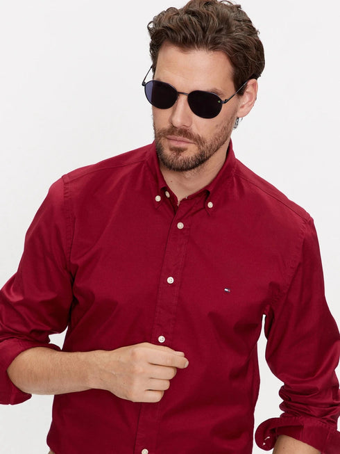 Tommy Hilfiger Camicia ml Camicia Uomo con logo sul petto Bordeau P24-TOMMY HILFIGERMW30934-XJV-S - Francavilla Moda