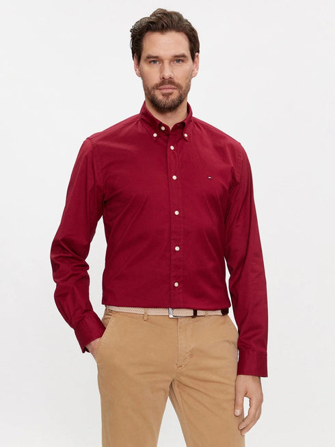 Tommy Hilfiger Camicia ml Camicia Uomo con logo sul petto Bordeau P24-TOMMY HILFIGERMW30934-XJV-S - Francavilla Moda