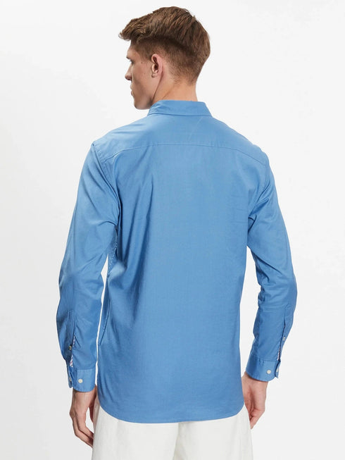 Tommy Hilfiger Camicia ml Camicia Uomo con logo sul petto Celeste - Francavilla Moda