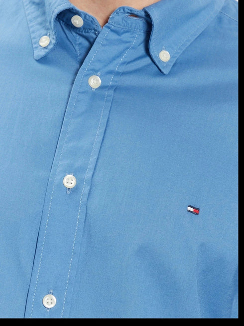 Tommy Hilfiger Camicia ml Camicia Uomo con logo sul petto Celeste - Francavilla Moda