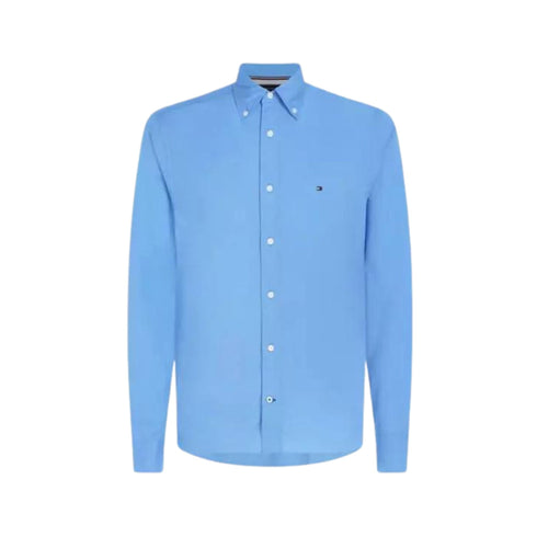Tommy Hilfiger Camicia ml Camicia Uomo con logo sul petto Celeste - Francavilla Moda