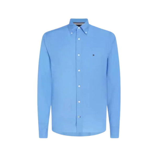 Tommy Hilfiger Camicia ml Camicia Uomo con logo sul petto Celeste - Francavilla Moda