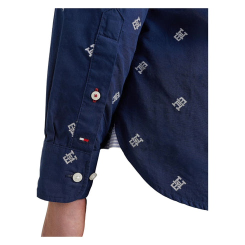 Camicia Uomo con nuovo logo Blu bianco Tommy Hilfiger- Francavilla Moda