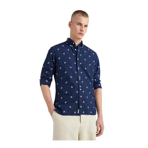 Camicia Uomo con nuovo logo Blu bianco Tommy Hilfiger- Francavilla Moda