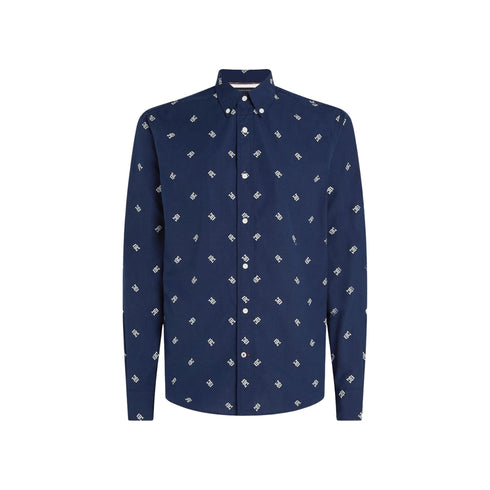 Camicia Uomo con nuovo logo Blu bianco Tommy Hilfiger- Francavilla Moda