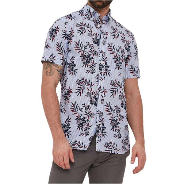 Camicia Uomo floreale a righe Bianco rosso blu TOMMY HILFIGER- Francavilla Moda