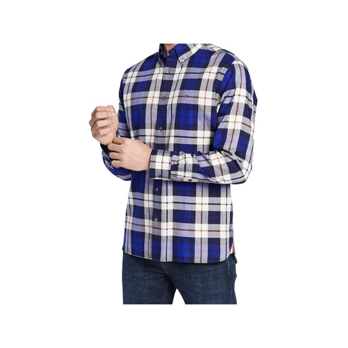 Camicia Uomo in cotone Oxford regular fit Blu beige Tommy Hilfiger- Francavilla Moda