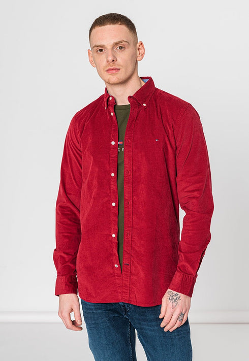 Camicia Uomo Slim Flex Corduroy Rossa TOMMY HILFIGER- Francavilla Moda