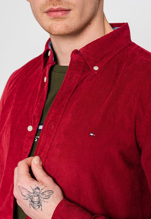 Camicia Uomo Slim Flex Corduroy Rossa TOMMY HILFIGER- Francavilla Moda