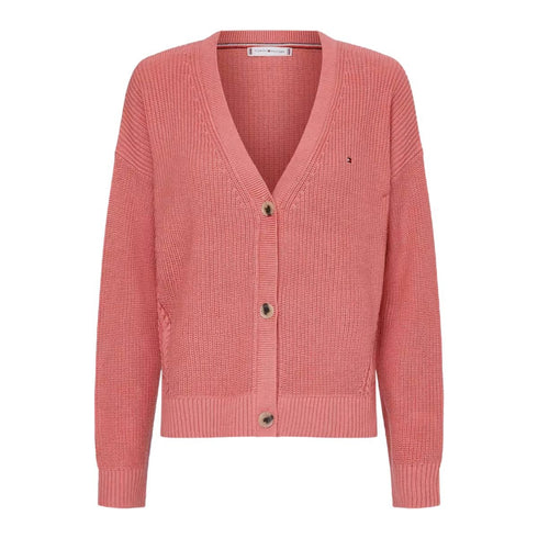 Cardigan Donna con scollo a V Rosa TOMMY HILFIGER- Francavilla Moda