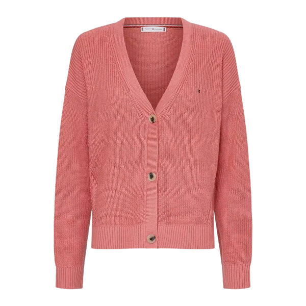 Cardigan Donna con scollo a V Rosa TOMMY HILFIGER- Francavilla Moda