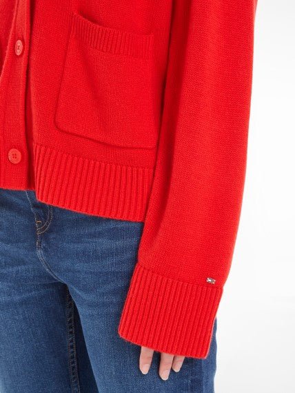 Cardigan Donna con tasche Rosso Tommy Hilfiger- Francavilla Moda