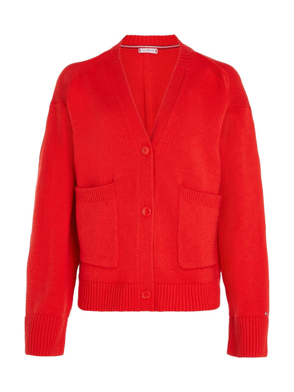 Cardigan Donna con tasche Rosso Tommy Hilfiger- Francavilla Moda
