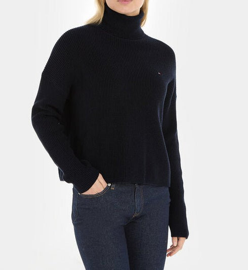 Dolcevita Donna a costine Blu Tommy Hilfiger- Francavilla Moda