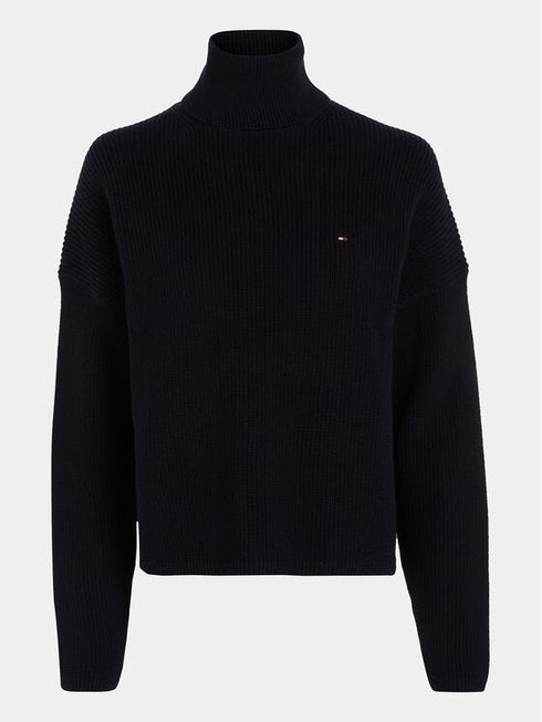 Dolcevita Donna a costine Blu Tommy Hilfiger- Francavilla Moda