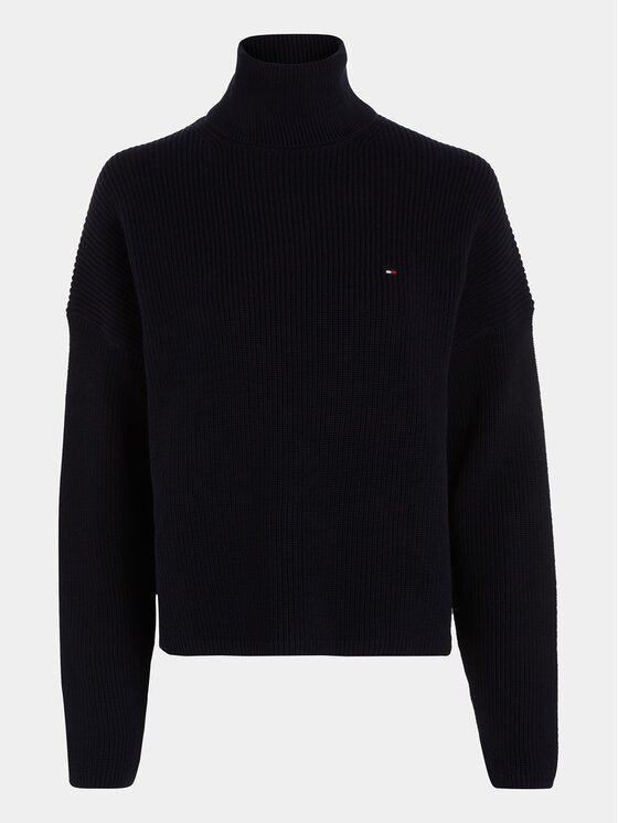 Dolcevita Donna a costine Blu Tommy Hilfiger- Francavilla Moda