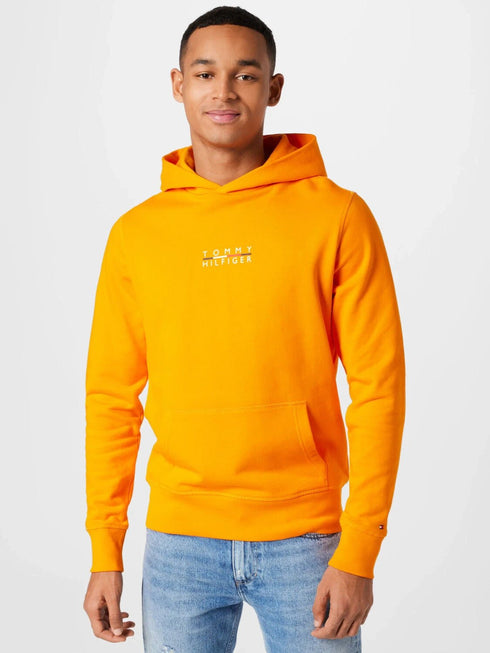 Felpa Uomo co cappuccio e logo frontale Arancio TOMMY HILFIGER- Francavilla Moda