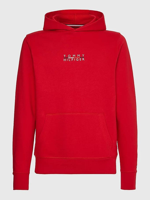Felpa Uomo co cappuccio e logo frontale Rosso TOMMY HILFIGER- Francavilla Moda