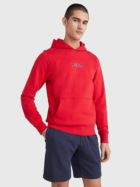 Felpa Uomo co cappuccio e logo frontale Rosso TOMMY HILFIGER- Francavilla Moda