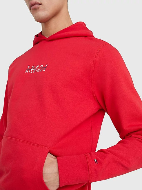 Felpa Uomo co cappuccio e logo frontale Rosso TOMMY HILFIGER- Francavilla Moda