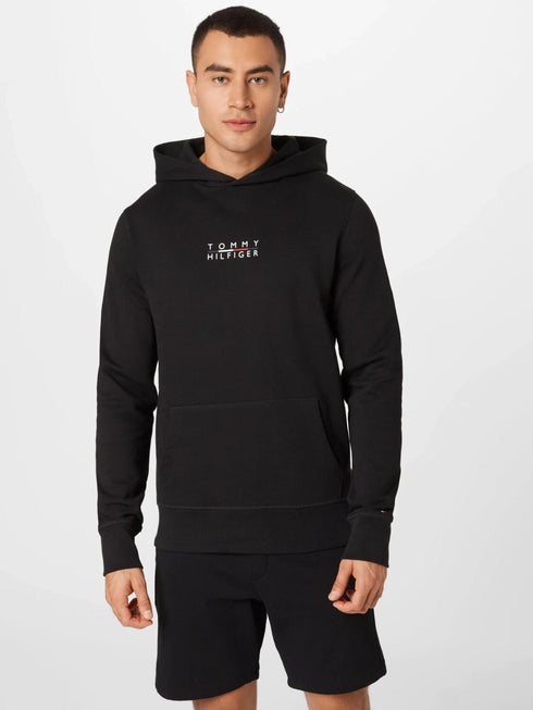 Felpa Uomo co cappuccio e logo frontale Nero TOMMY HILFIGER- Francavilla Moda