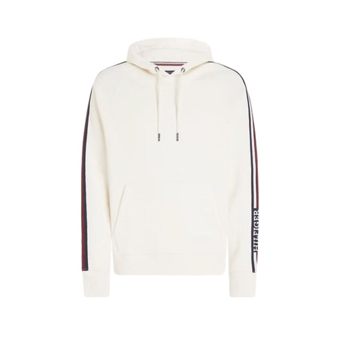 Tommy Hilfiger Felpa con cappuccio Felpa Uomo con righe Global sulle maniche Beige - Francavilla Moda