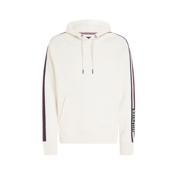 Tommy Hilfiger Felpa con cappuccio Felpa Uomo con righe Global sulle maniche Beige - Francavilla Moda