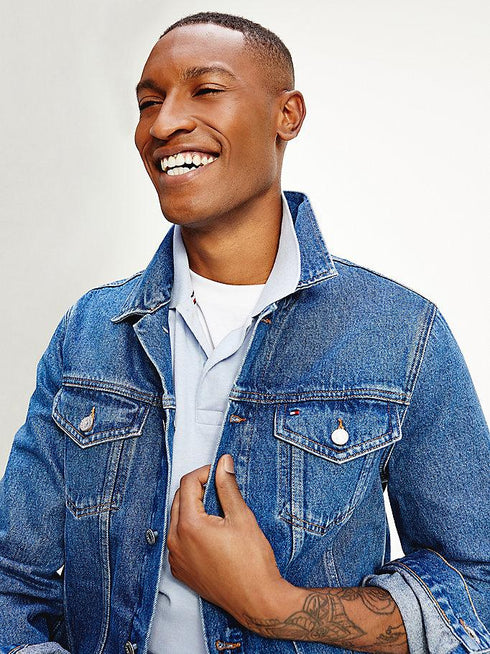 Giubbino Uomo MW18350 trucker in denim di cotone Denim medio TOMMY HILFIGER- Francavilla Moda