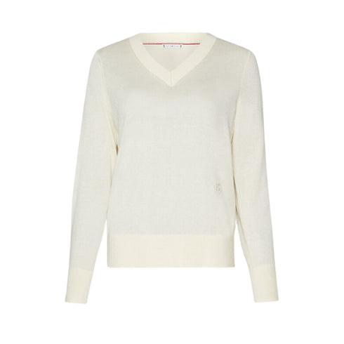 Tommy Hilfiger Maglia Maglia Donna con scollatura a V Burro P24-TOMMY HILFIGERWW40665-Z01-XS - Francavilla Moda