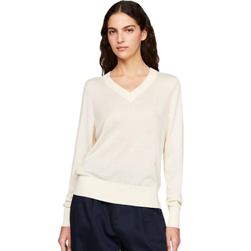 Tommy Hilfiger Maglia Maglia Donna con scollatura a V Burro P24-TOMMY HILFIGERWW40665-Z01-XS - Francavilla Moda