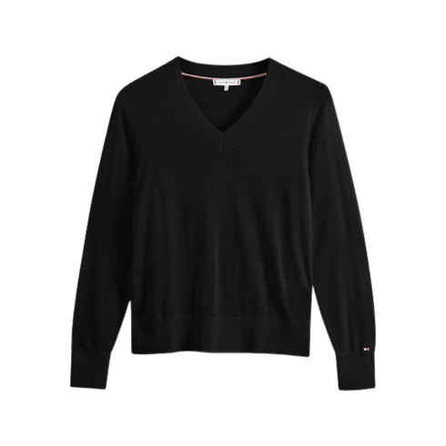 Tommy Hilfiger Maglia Maglia Donna con scollatura a V Nero - Francavilla Moda