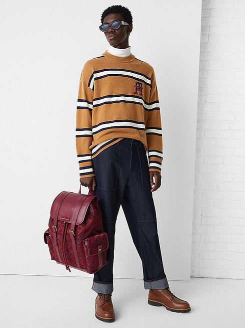 Maglia Pullover riga Oversize girocollo Blu TOMMY HILFIGER- Francavilla Moda